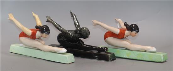 Three Chinese Cultural Revolution figures of gymnasts